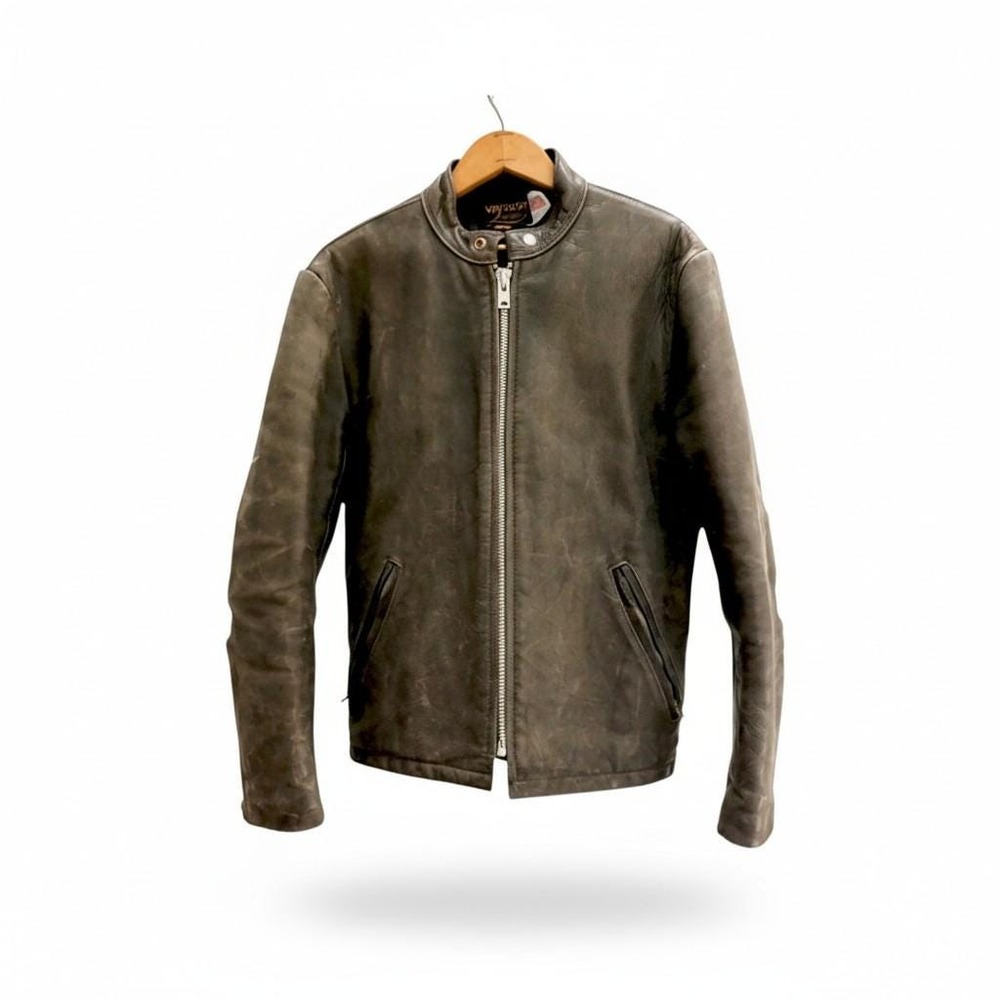 Vtg 1970s Vanson Leather Cafe Racer Motorcycle Jacket Brown Mens M USA